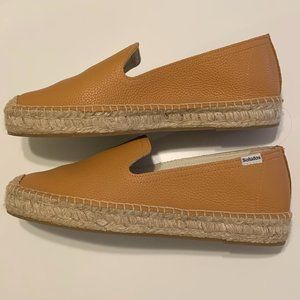 Soludos Leather Platform Espadrille, Camel 8.5